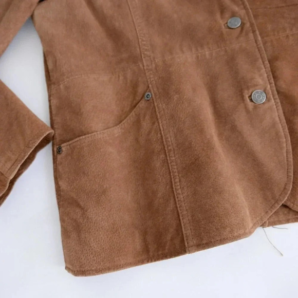 Vintage BUM Equipment Tan Suede Leather Button Up Jacket Size XL - Picture 8 of 13